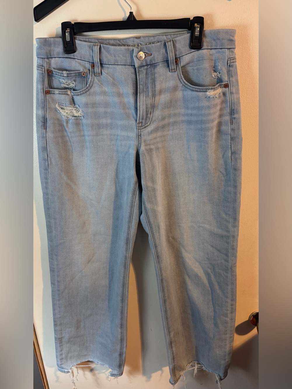 American Eagle Outfitters Light Blue Straight Leg Jeans Size 12